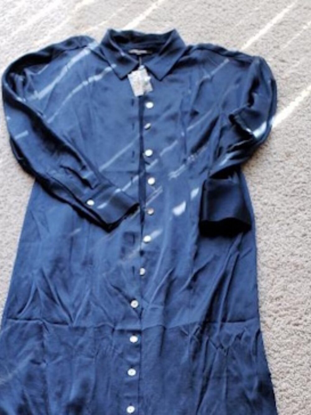 Madewell Maxi Navy Blue Long-Sleeved Shirt Dress